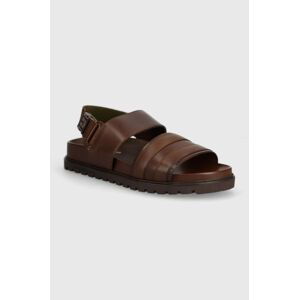 Kožené sandály Tommy Hilfiger ELEVATED TH BUCKLE LTH SANDAL pánské, hnědá barva, FM0FM05007