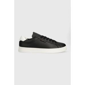 Kožené sneakers boty Tommy Jeans TJM LEATHER LOW CUPSOLE černá barva, EM0EM01374