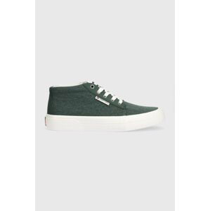 Sneakers boty Tommy Jeans TJM MID CUT CANVAS COLOR zelená barva, EM0EM01412