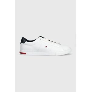 Kožené sneakers boty Tommy Hilfiger ESSENTIAL LEATHER DETAIL VULC bílá barva, FM0FM04047