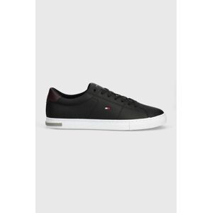 Kožené sneakers boty Tommy Hilfiger ESSENTIAL LEATHER DETAIL VULC černá barva, FM0FM04047