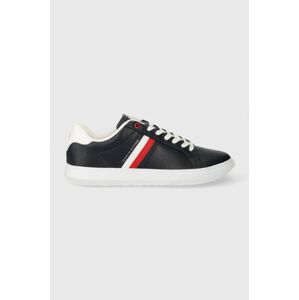 Kožené sneakers boty Tommy Hilfiger ESSENTIAL LEATHER CUPSOLE tmavomodrá barva, FM0FM04921