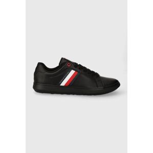 Kožené sneakers boty Tommy Hilfiger ESSENTIAL LEATHER CUPSOLE černá barva, FM0FM04921