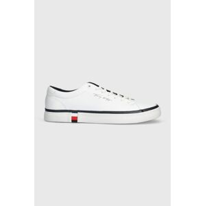 Kožené sneakers boty Tommy Hilfiger MODERN VULC CORPORATE LEATHER bílá barva, FM0FM04922