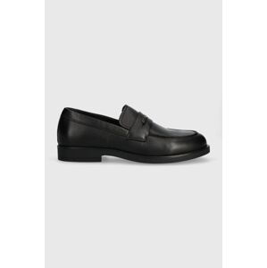 Kožené mokasíny Calvin Klein MOCCASIN PB pánské, černá barva, HM0HM01223