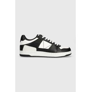 Kožené sneakers boty Guess SAVA LOW černá barva, FMJSAW ELE12