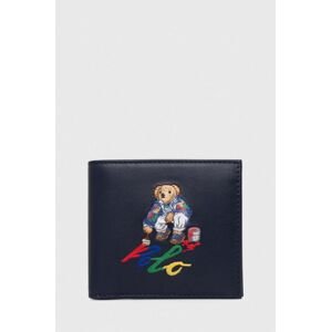 Kožená peněženka Polo Ralph Lauren tmavomodrá barva