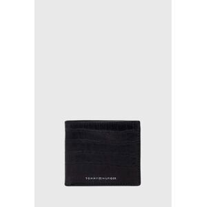 Kožená peněženka Tommy Hilfiger černá barva, AM0AM12320