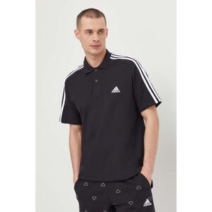 Bavlněné polo tričko adidas černá barva, s aplikací, IC9310