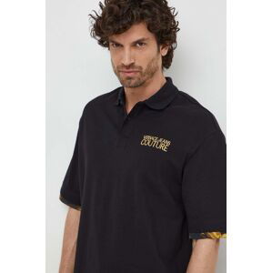 Bavlněné polo tričko Versace Jeans Couture černá barva, 76GAG625 J0003