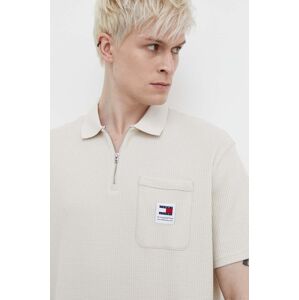 Polo tričko Tommy Jeans béžová barva