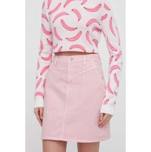Džínová sukně Pepe Jeans MINI SKIRT HW CLR růžová barva, mini, pouzdrová, PL901117