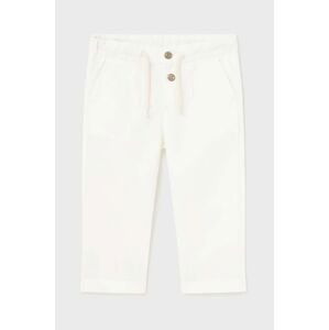 Kalhoty s lněnou směsí pro děti Mayoral bílá barva, hladké