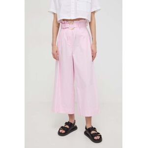Bavlněné kalhoty Pinko růžová barva, střih culottes, high waist, 103006.A1N3