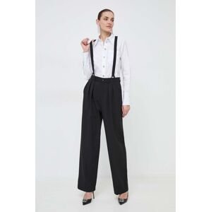 Kalhoty Custommade Pien dámské, černá barva, jednoduché, high waist, 999825531