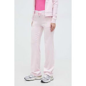 Velurové teplákové kalhoty Juicy Couture růžová barva