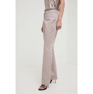 Kalhoty BOSS dámské, béžová barva, střih chinos, high waist, 50511959