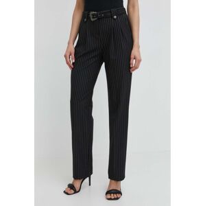 Kalhoty Versace Jeans Couture dámské, černá barva, jednoduché, high waist, 76HAA111 N0335