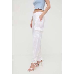 Kalhoty Guess MARZIA dámské, béžová barva, jednoduché, high waist, W4GB50 WG7C0