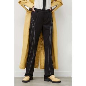Kalhoty Gestuz dámské, černá barva, široké, high waist