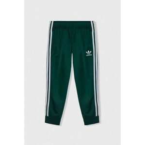 Dětské tepláky adidas Originals zelená barva, s aplikací