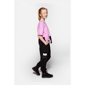 Dětské kalhoty Coccodrillo černá barva, s aplikací
