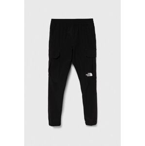 Dětské tepláky The North Face WOVEN CARGO PANT černá barva, hladké