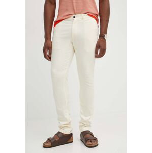 Kalhoty Tommy Hilfiger pánské, béžová barva, přiléhavé, MW0MW33910