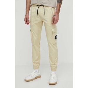 Kalhoty Calvin Klein Jeans pánské, béžová barva, ve střihu cargo, J30J324696