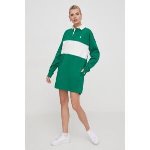 Bavlněné šaty Polo Ralph Lauren zelená barva, mini, 211924209