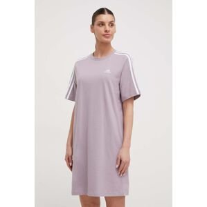Bavlněné šaty adidas fialová barva, mini, oversize, IR6054