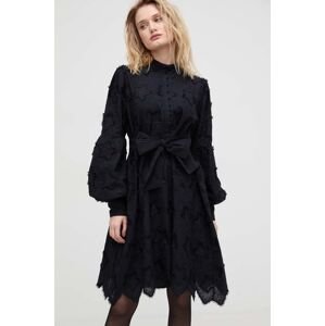 Bavlněné šaty Bruuns Bazaar černá barva, mini, oversize