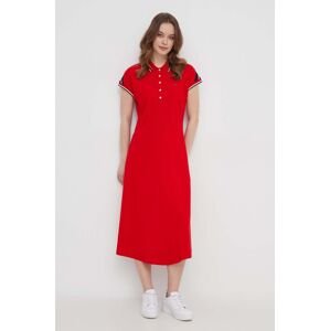 Šaty Tommy Hilfiger červená barva, midi, WW0WW41269