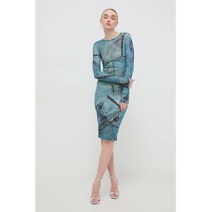 Šaty Versace Jeans Couture tyrkysová barva, midi, 76HAO938 JS279