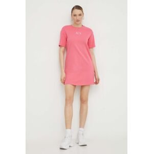 Bavlněné šaty Armani Exchange růžová barva, mini, oversize, 3DYA89 YJFHZ