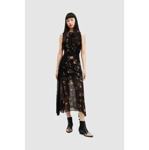 Šaty AllSaints Jules Floral Tanana černá barva, midi