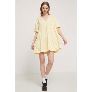 Bavlněné šaty Tommy Jeans žlutá barva, mini, DW0DW17948