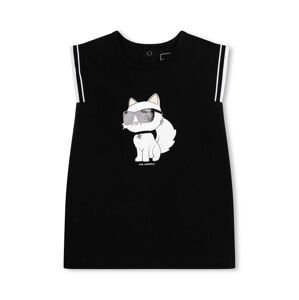 Dětské bavlněné šaty Karl Lagerfeld černá barva, mini