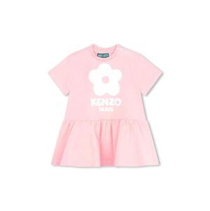 Dětské bavlněné šaty Kenzo Kids růžová barva, mini