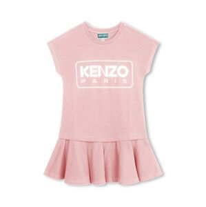 Dětské bavlněné šaty Kenzo Kids růžová barva, mini