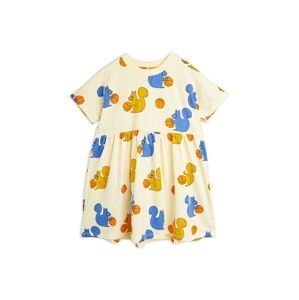 Dětské bavlněné šaty Mini Rodini Squirrels žlutá barva, mini