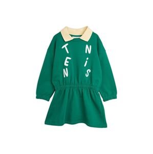 Dětské bavlněné šaty Mini Rodini Tennis zelená barva, mini