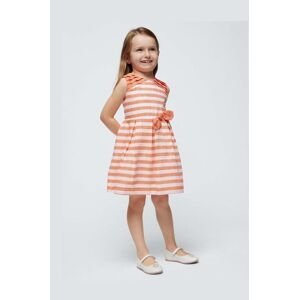 Dětské šaty s příměsí lnu Mayoral oranžová barva, mini