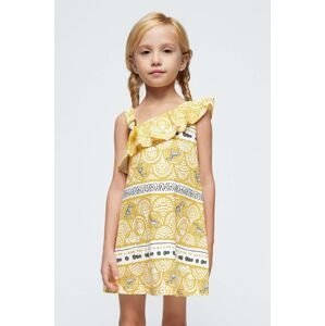 Dětské bavlněné šaty Mayoral žlutá barva, mini