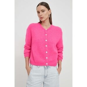 Vlněný svetr American Vintage růžová barva, hřejivý