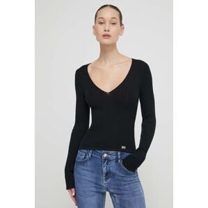 Bavlněný svetr Moschino Jeans černá barva, lehký
