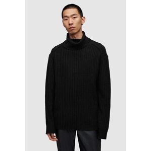 Vlněný svetr AllSaints VARID černá barva, hřejivý, s golfem