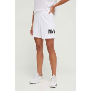 Kraťasy Dkny dámské, bílá barva, s potiskem, high waist, DP3S5165