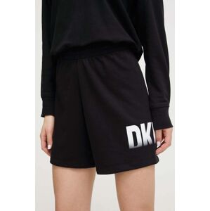 Kraťasy Dkny dámské, černá barva, s potiskem, high waist, DP3S5165