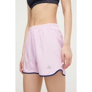 Běžecké šortky adidas Performance Run It růžová barva, s potiskem, high waist, IN0122